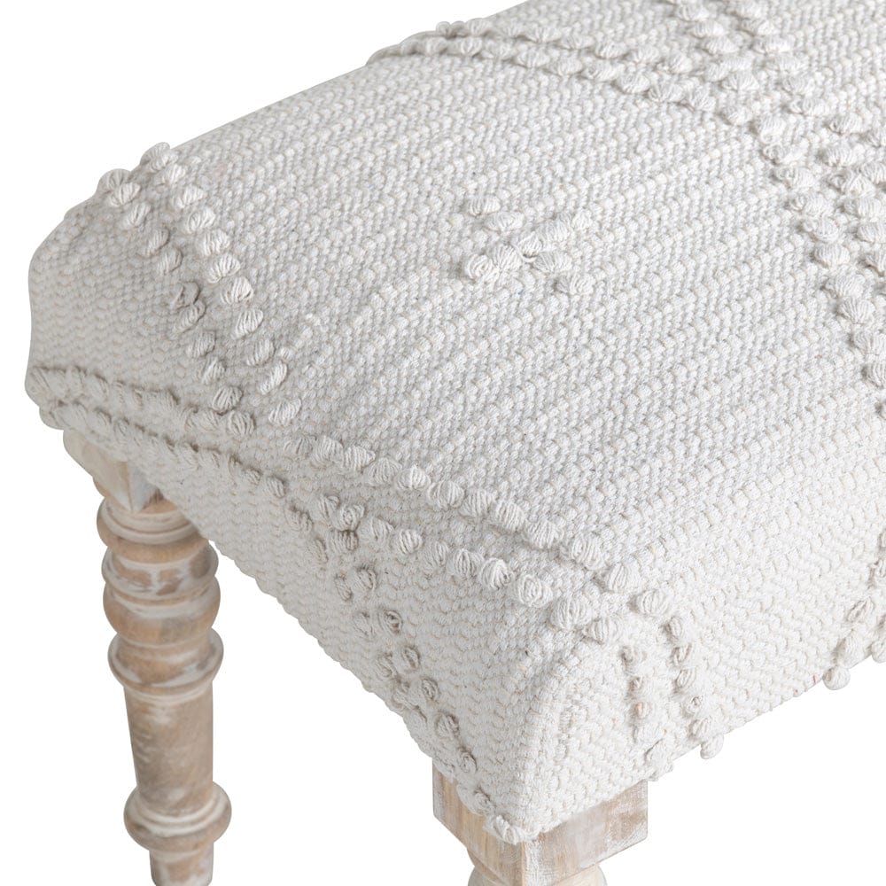 Crestview Collection - 46 in. White Upholstered Accent Bench with Cream Solid Wood Frame - CVFNR4233 view 3