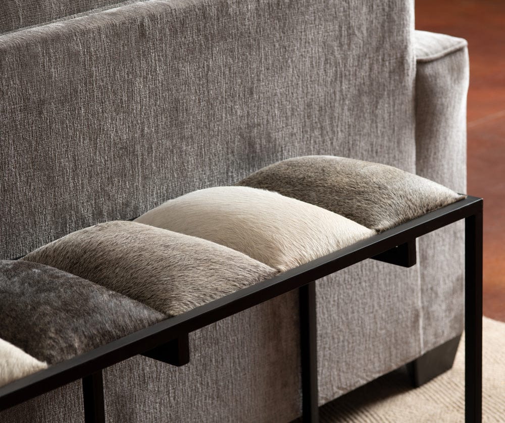 Crestview Collection - 50 in. Gray Upholstered Accent Bench with Black Iron Frame - CVFNR5039 view 5