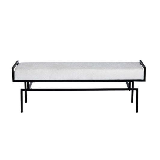 Crestview Collection - 55 in. White Upholstered Accent Bench with Black Iron Frame - CVFNR4607 view 2