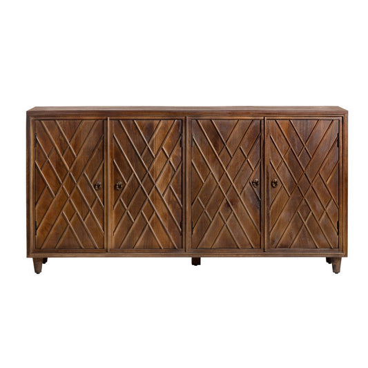Crestview Collection - 72 in. Brown Solid Wood 4 Door Media Credenza / Sideboard - CVFNR4262 view 2