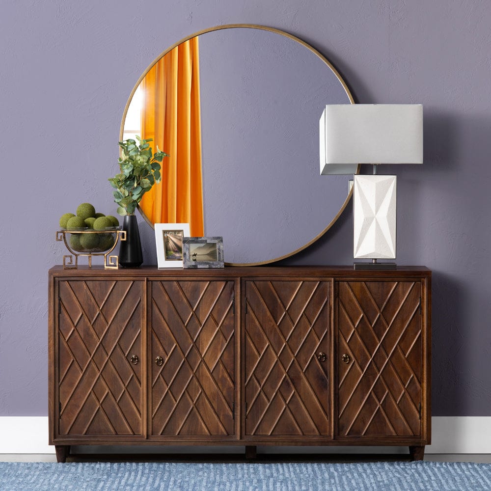 Crestview Collection - 72 in. Brown Solid Wood 4 Door Media Credenza / Sideboard - CVFNR4262 view 6