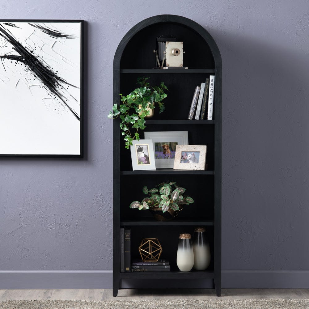 Crestview Collection - 77.5 in. Black Solid Wood 5 Shelf Bookcase - CVFDR1028 view 5