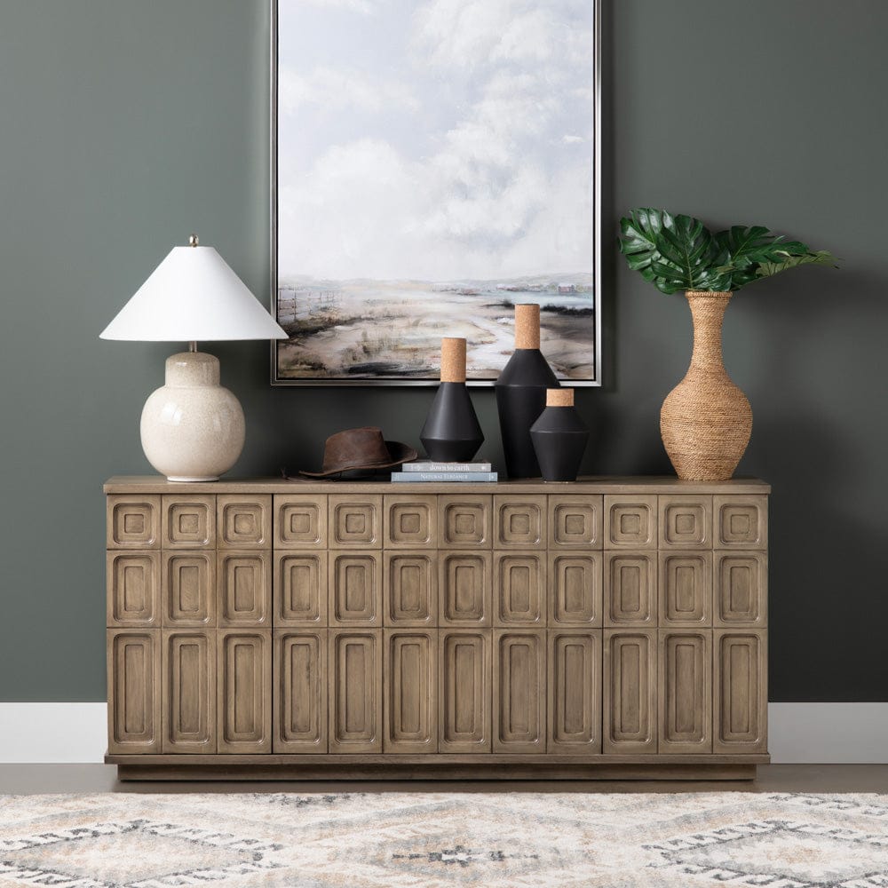 Crestview Collection - 77 in. Brown Solid Wood 4 Door Media Credenza / Sideboard - CVFNR4616 view 6