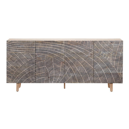 Crestview Collection - 79 in. Brown Solid Wood 4 Door Media Credenza / Sideboard - CVFNR4551 view 2