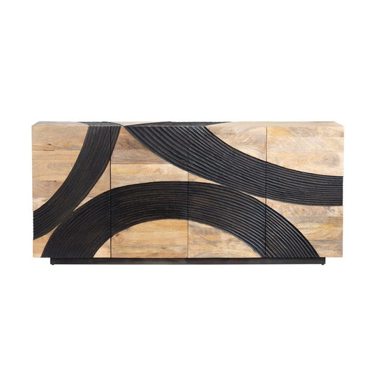 Crestview Collection - 80 in. Brown Solid Wood 4 Door Media Credenza / Sideboard - CVFNR4593 view 2