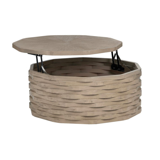 Crestview Collection - Baker Tan Solid Wood Round Coffee Table / Cocktail Table - CVFDR1220 view 2