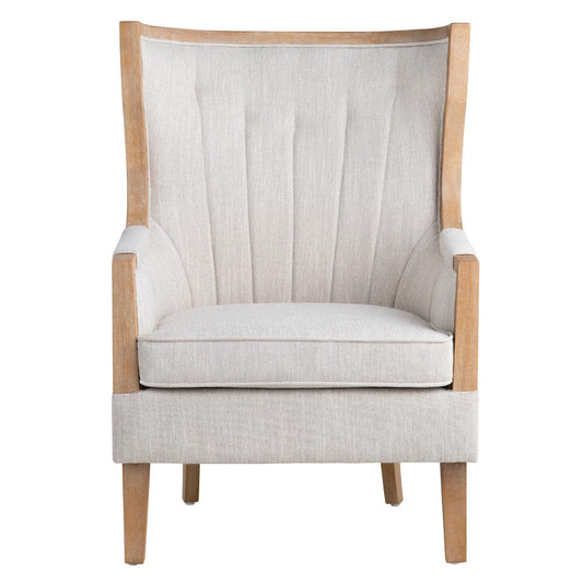 Crestview Collection - Beige Upholstered Accent Arm Chair with Tan Solid Wood Frame - CVFZR5137 view 2