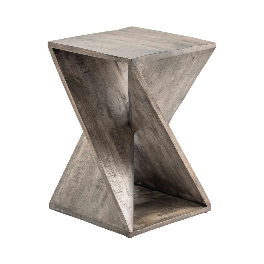 Crestview Collection - Bengal Manor Mango Wood Grey Twist Square End Table - CVFNR708 veiw 1