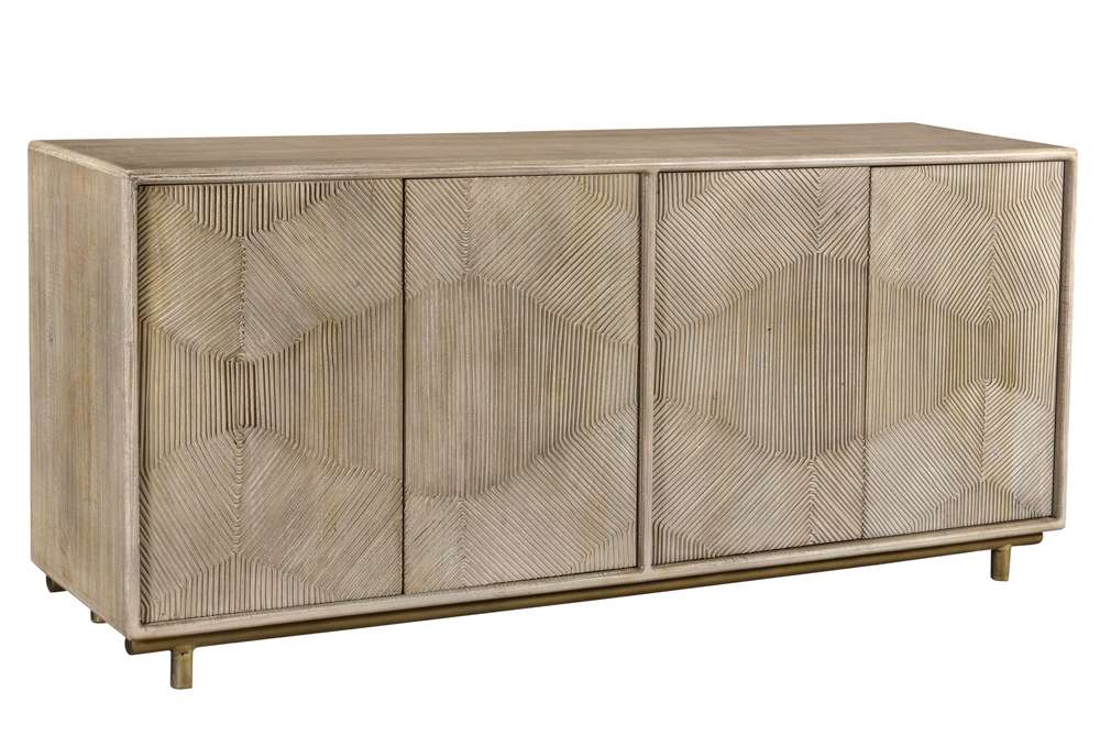 Crestview Collection - Bengal Manor White Wash Texture Door Sideboard - CVFNR738 veiw 1
