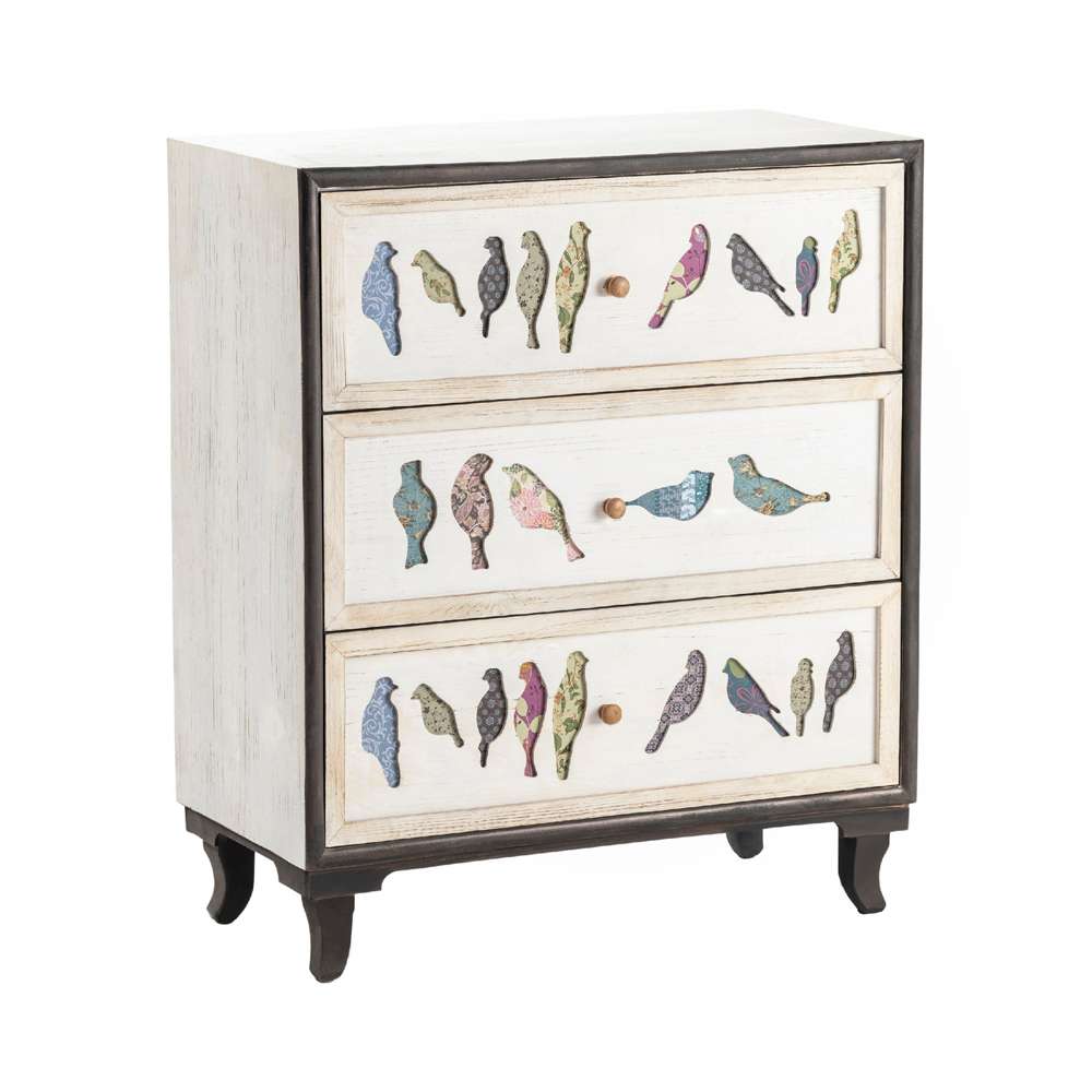 Crestview Collection - Birds on a Wire 3 Drawer Painted Chest - CVFZR1921 veiw 1