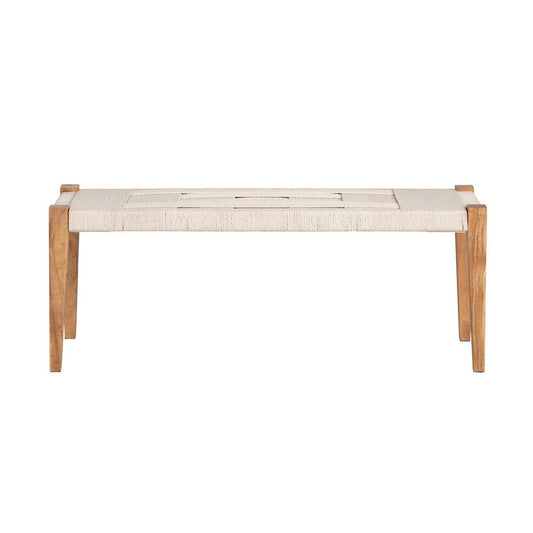Crestview Collection - Biscayne 48 in. Beige Upholstered Accent Bench with Brown Solid Wood Frame - CVFNR4813 view 2