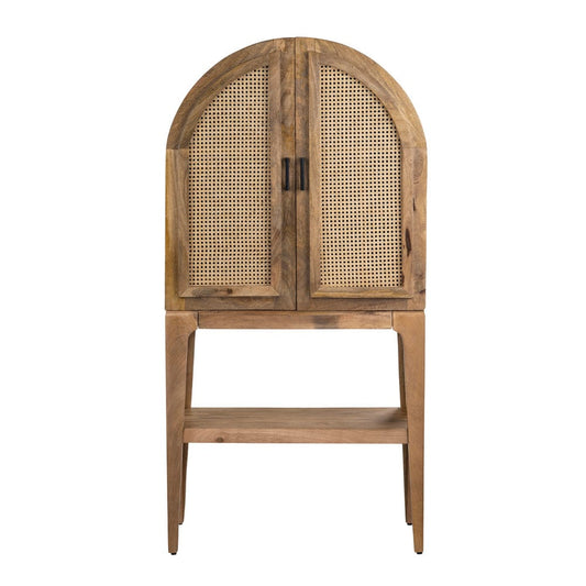 Crestview Collection - Biscayne Brown Solid Wood 2 Drawer 2 Door Wine Cabinet with Cane Door Fronts - CVFNR4380 view 2