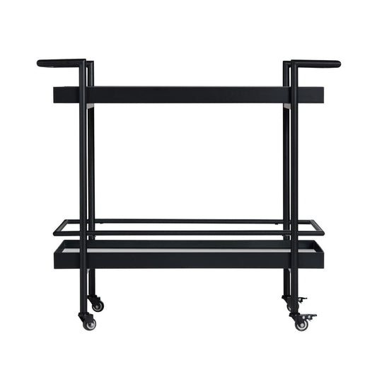 Crestview Collection - Black Metal 1 Shelf Bar Cart Server with Casters - CVFZR6198 view 2