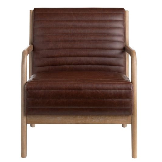 Crestview Collection - Brown Upholstered Accent Arm Chair with Brown Solid Wood Frame - CVFZR5136 view 2
