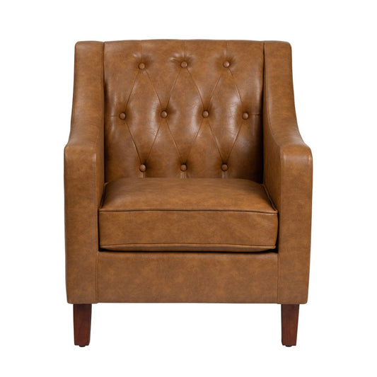 Crestview Collection - Brown Upholstered Accent Arm Chair with Brown Solid Wood Frame - CVFZR6166 view 2