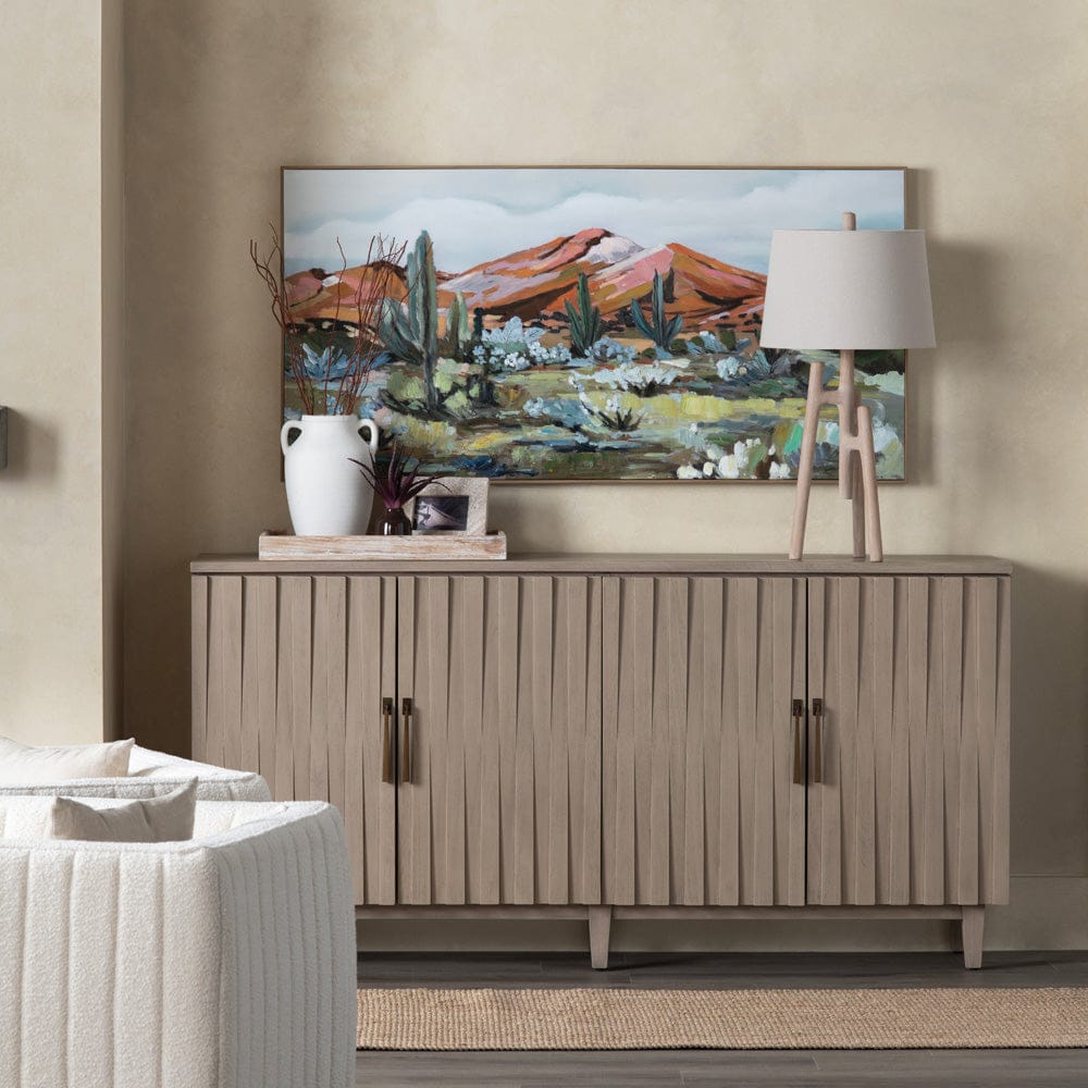 Crestview Collection - Butler 76 in. Tan Solid Wood 4 Door Media Credenza / Sideboard - CVFDR1222 view 5