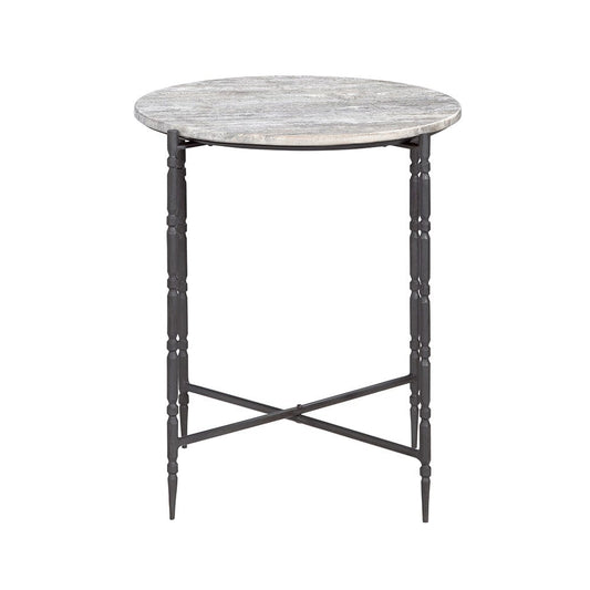 Crestview Collection - Cassian Round Gray Marble Accent End Table - CVFNR5231 view 2
