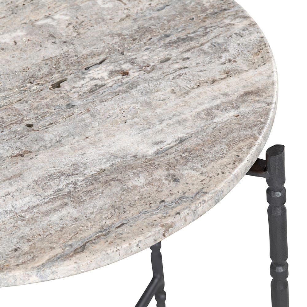 Crestview Collection - Cassian Round Gray Marble Accent End Table - CVFNR5231 view 3