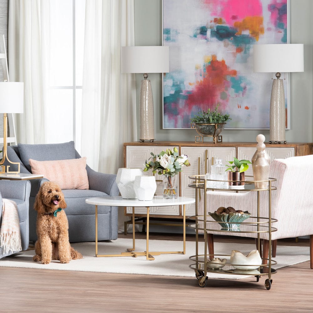 Crestview Collection - Gold Metal 2 Shelf Bar Cart Server with Casters - CVFNR5114 view 8