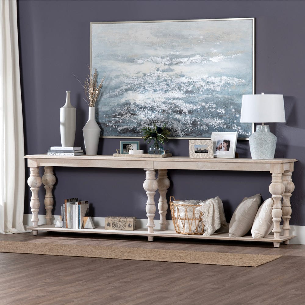 Crestview Collection - Harvest 114 in. White Solid Wood Accent Console Sofa Table - CVFNR4535 view 5