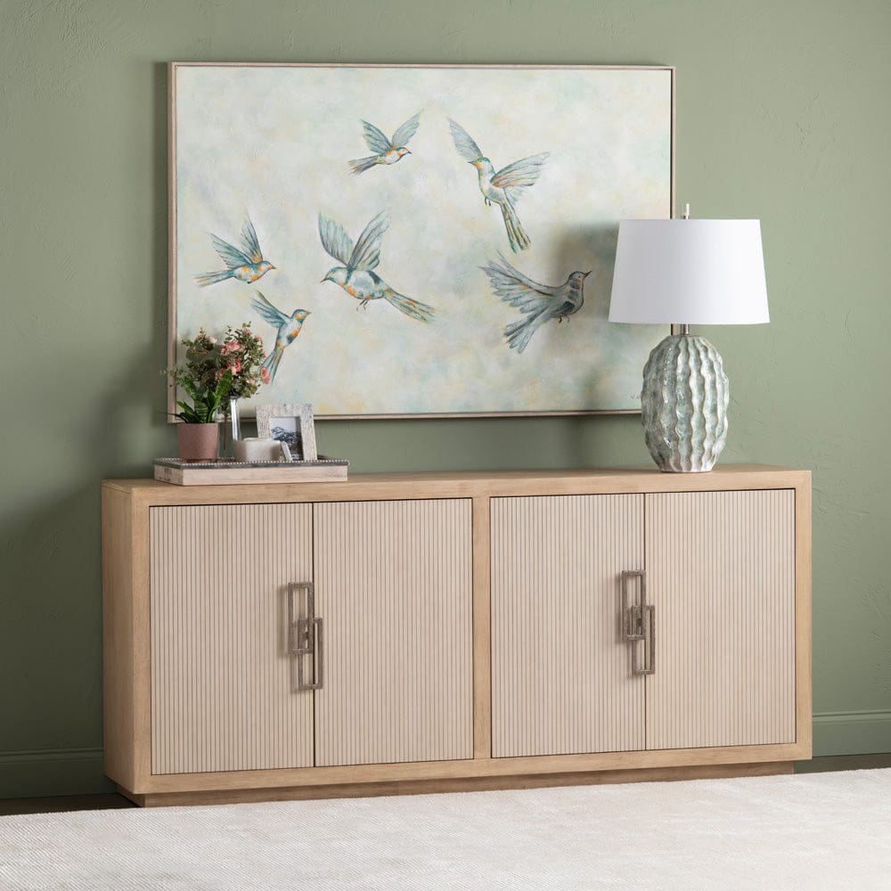 Crestview Collection - Haven 80 in. Tan Solid Wood 4 Door Media Credenza / Sideboard - CVFDR1217 view 5
