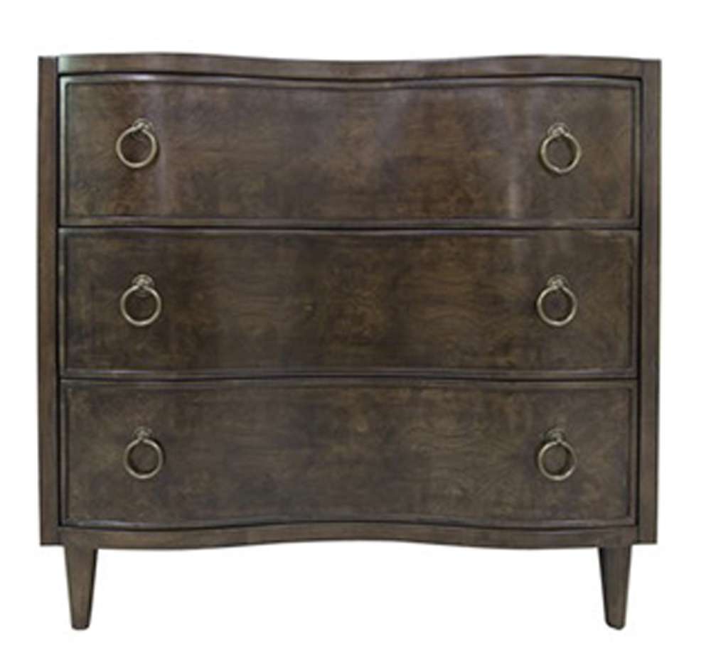 Crestview Collection - Hawthorne Estate 3 Curved Drawer Olive Ash Burl Chest - CVFVR8108 veiw 1