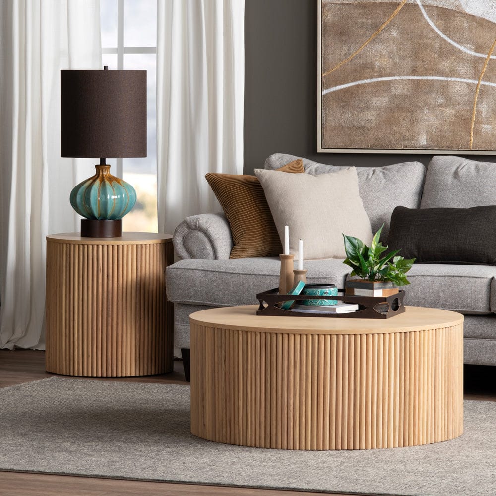 Crestview Collection - Henley Brown Solid Wood Round Coffee Table / Cocktail Table - CVFNR4850 view 3