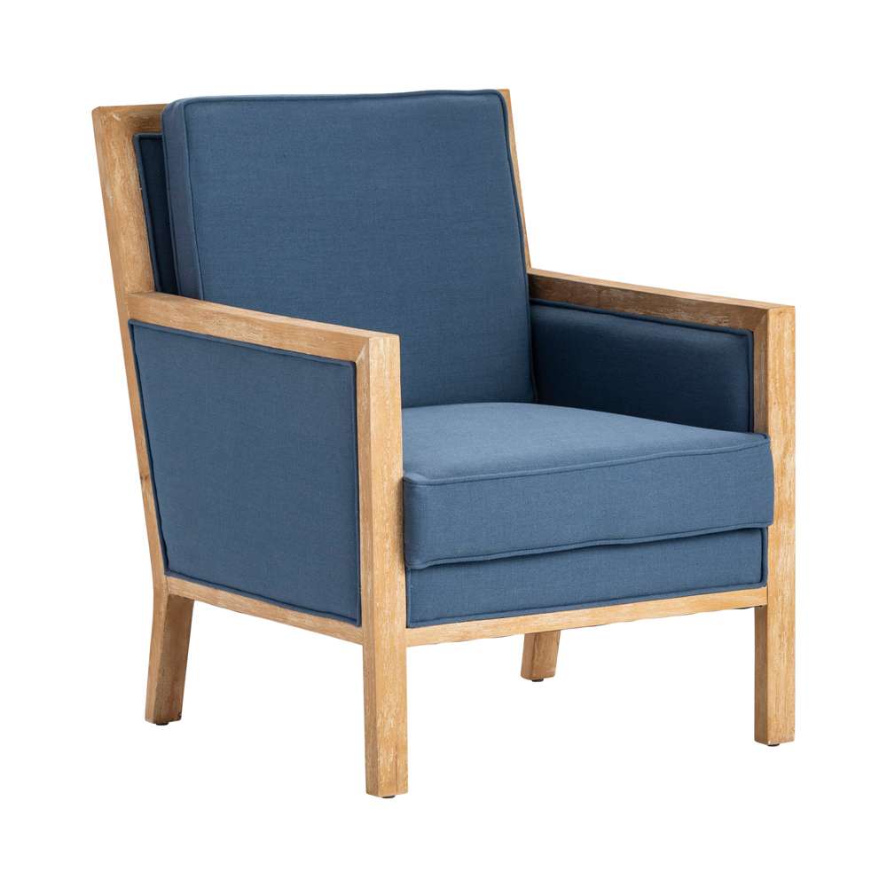 Crestview Collection - Largo Upholstered Indigo Light Oak Wood Arm Chair - CVFZR5005 veiw 1