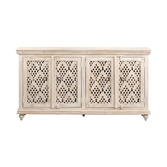 Crestview Collection - Lattice 72 in. Tan Solid Wood 4 Door Media Credenza / Sideboard - CVFNR4806 view 2
