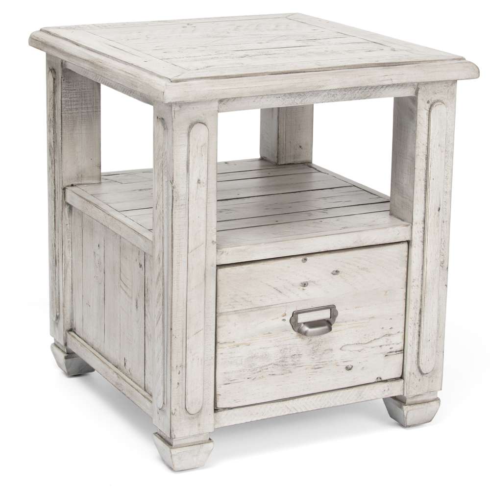 Crestview Collection - Pembroke Plantation Recycled Pine White Wash 1 Drawer Rectangle End Table - CVFVR8038 veiw 1