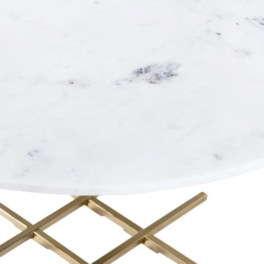 Crestview Collection - Pembroke White Marble Topped Round Coffee Table / Cocktail Table with Gold Legs - CVFNR5084 view 2