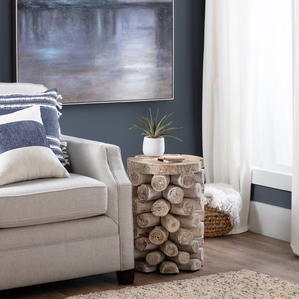 Crestview Collection - Round Tan Solid Wood Accent End Table - CVFDR1015 view 6