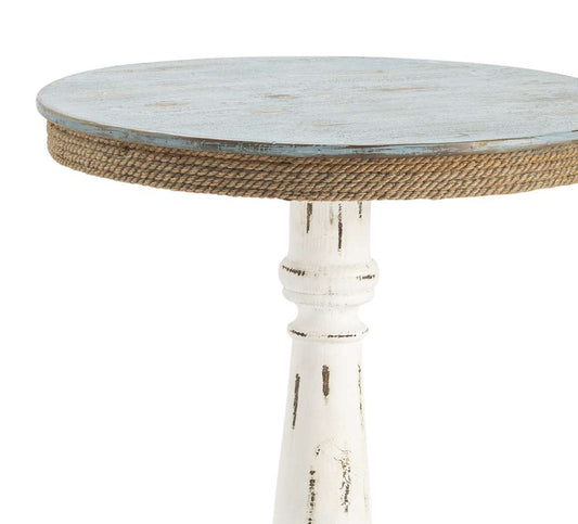 Crestview Collection - Sea Isle Two Tone Rustic Coastal Wood and Rope Apron Accent Table - CVFZR1709 veiw 2