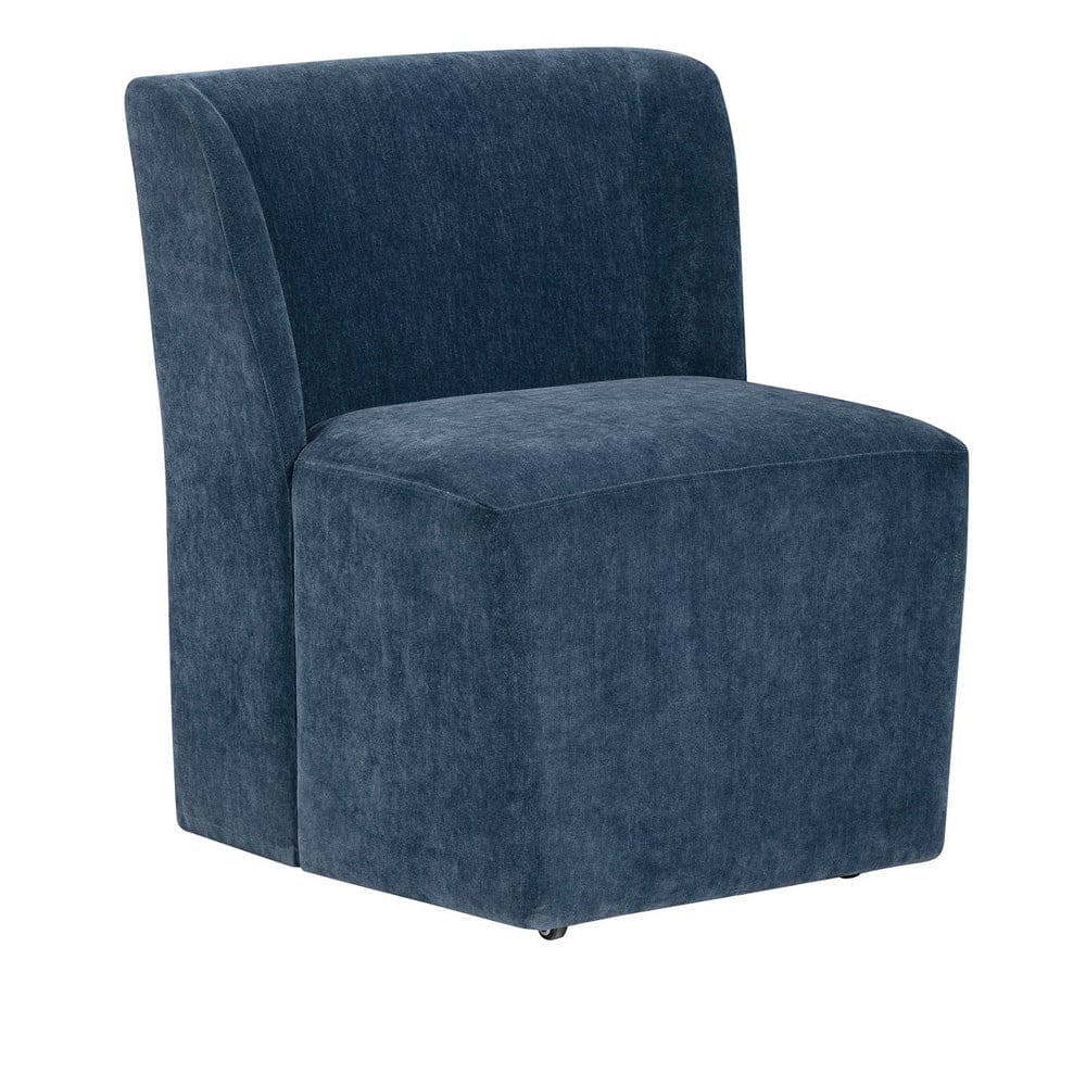Crestview Collection - Set of 2 Blue Upholstered Solid Wood Dining Chair with Casters - CVFVRD227 view 3