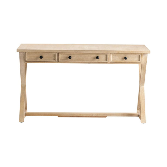 Crestview Collection - Tan Solid Wood 3 Drawer Writing Desk - CVFNR514 view 2