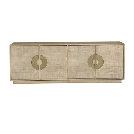 Crestview Collection - Westhaven 92 in. Tan Solid Wood 4 Door Media Credenza / Sideboard - CVFNR4855 view 2