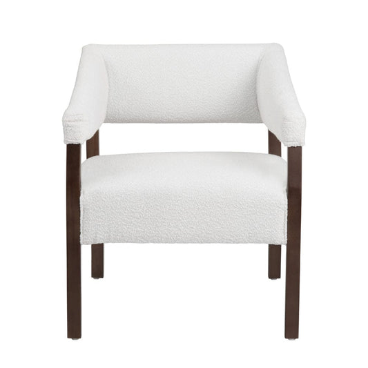 Crestview Collection - White Upholstered Accent Arm Chair with Brown Solid Wood Frame - CVFZR6161 view 2