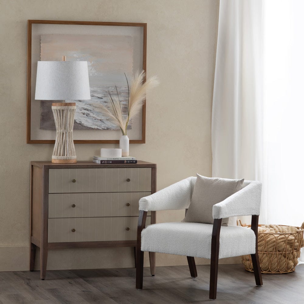 Crestview Collection - White Upholstered Accent Arm Chair with Brown Solid Wood Frame - CVFZR6161 view 5