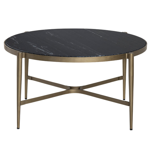 Crestview Collection - Xander Black Marble Round Coffee Table / Cocktail Table - CVFNR4528 view 2