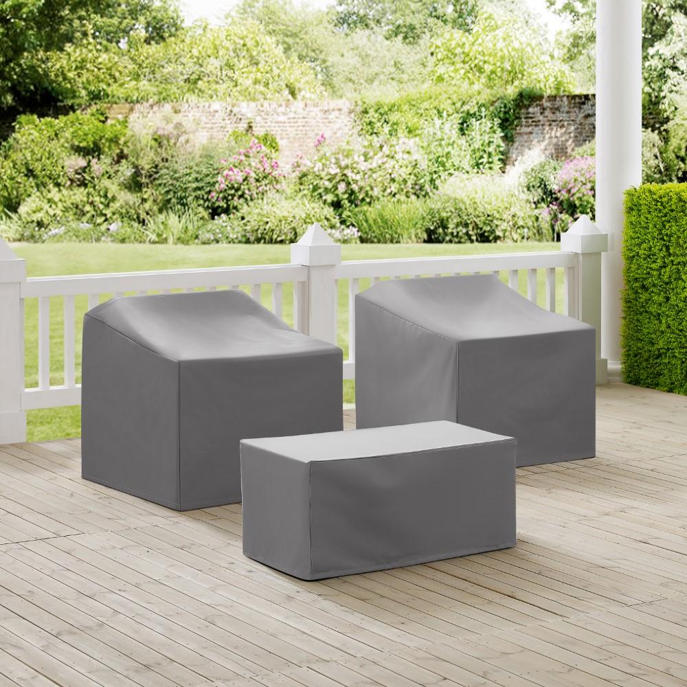Crosley Furniture - 3 Piece Furniture Cover Set Gray - 2 Chairs, Coffee Table - MO75005-GY veiw 4
