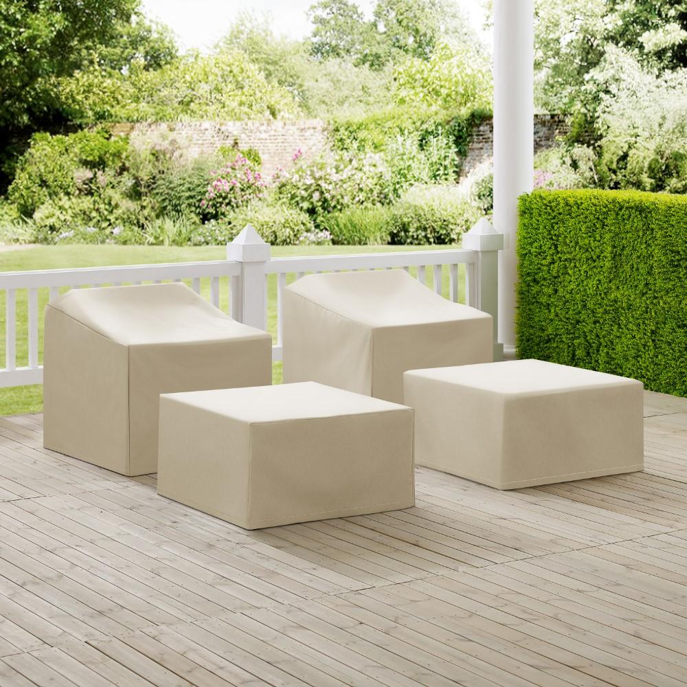 Crosley Furniture - 4 Piece Furniture Cover Set Tan - 2 Arm Chairs, 2 Ottomans - MO75009-TA view 4