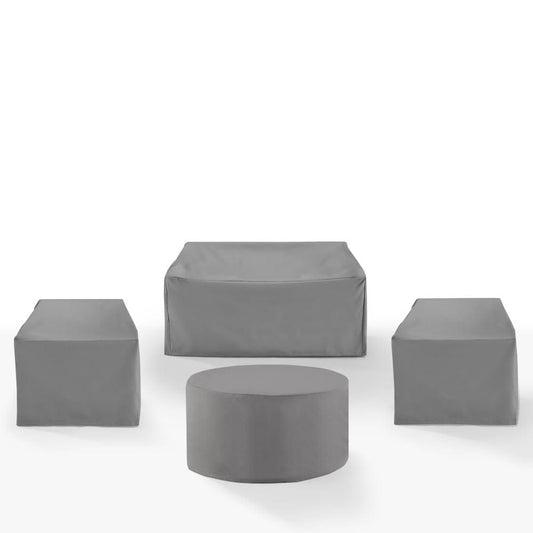 Crosley Furniture - 4Pc Outdoor Furniture Cover Set - 2 Chairs, 1 Loveseat, & 1 Round Table - MO75029-GY view 2