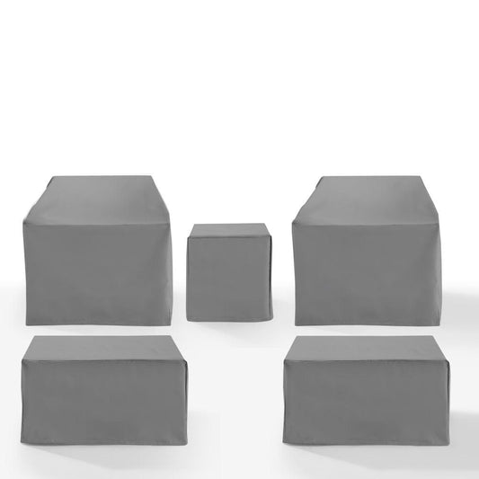Crosley Furniture - 5Pc Outdoor Furniture Cover Set - 2 Chair, 2 Square Table/Ottoman, & 1 Side Table - MO75051-GY view 2