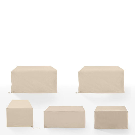 Crosley Furniture - 5Pc Outdoor Sectional Furniture Cover Set - 2 Loveseat, 1 Chair, 1 Coffee Table, & 1 Square Table/Ottoman - MO75054-TA view 2