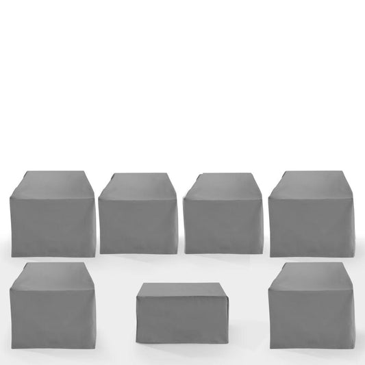 Crosley Furniture - 7Pc Outdoor Sectional Furniture Cover Set - 6 Chairs & 1 Square Table/Ottoman - MO75026-GY view 2
