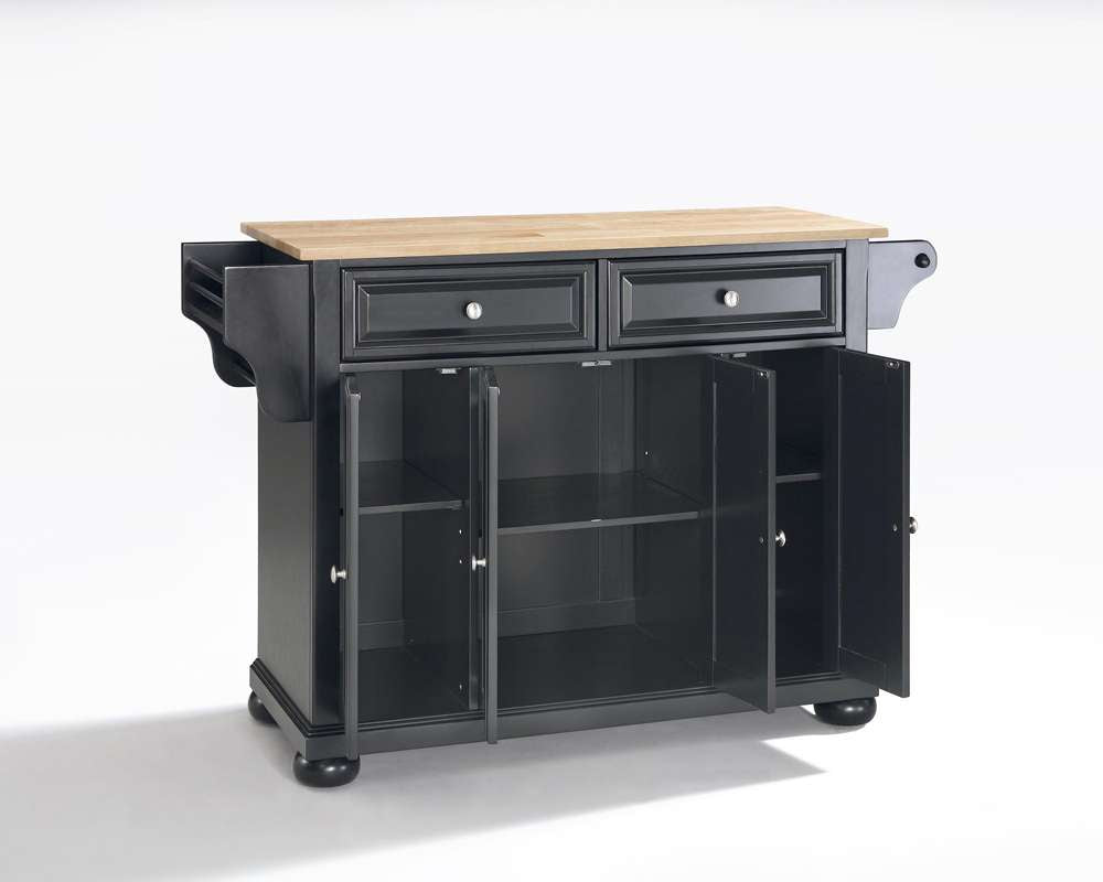 Crosley Furniture - Alexandria Natural Wood Top Kitchen Island in Black Finish - KF30001ABK veiw 3