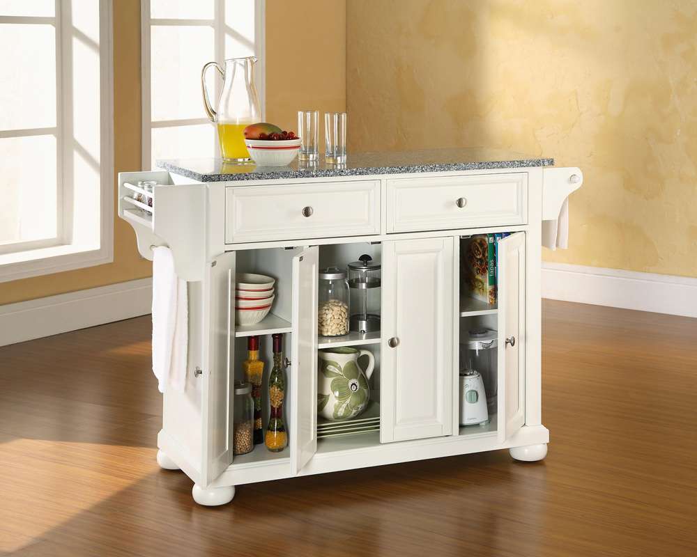Crosley Furniture - Alexandria Solid Granite Top Kitchen Island in White Finish - KF30003AWH veiw 4