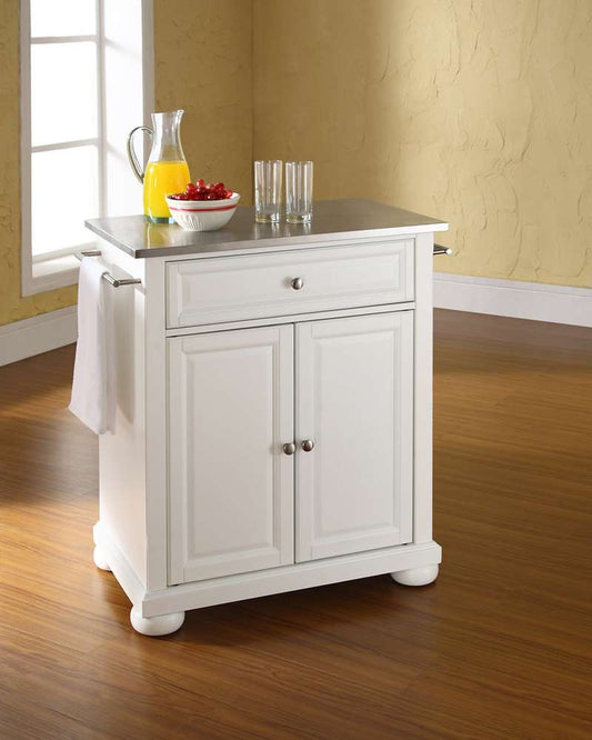 Crosley Furniture - Alexandria Stainless Steel Top Portable Kitchen Island in White Finish - KF30022AWH veiw 2