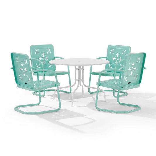 Crosley Furniture - Azalea 5-Piece Round Retro Outdoor Dining Set - Table & 4 Chairs - KO10024AQ view 2