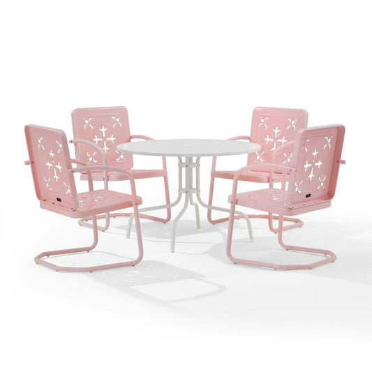 Crosley Furniture - Azalea 5-Piece Round Retro Outdoor Dining Set - Table & 4 Chairs - KO10024PI view 2